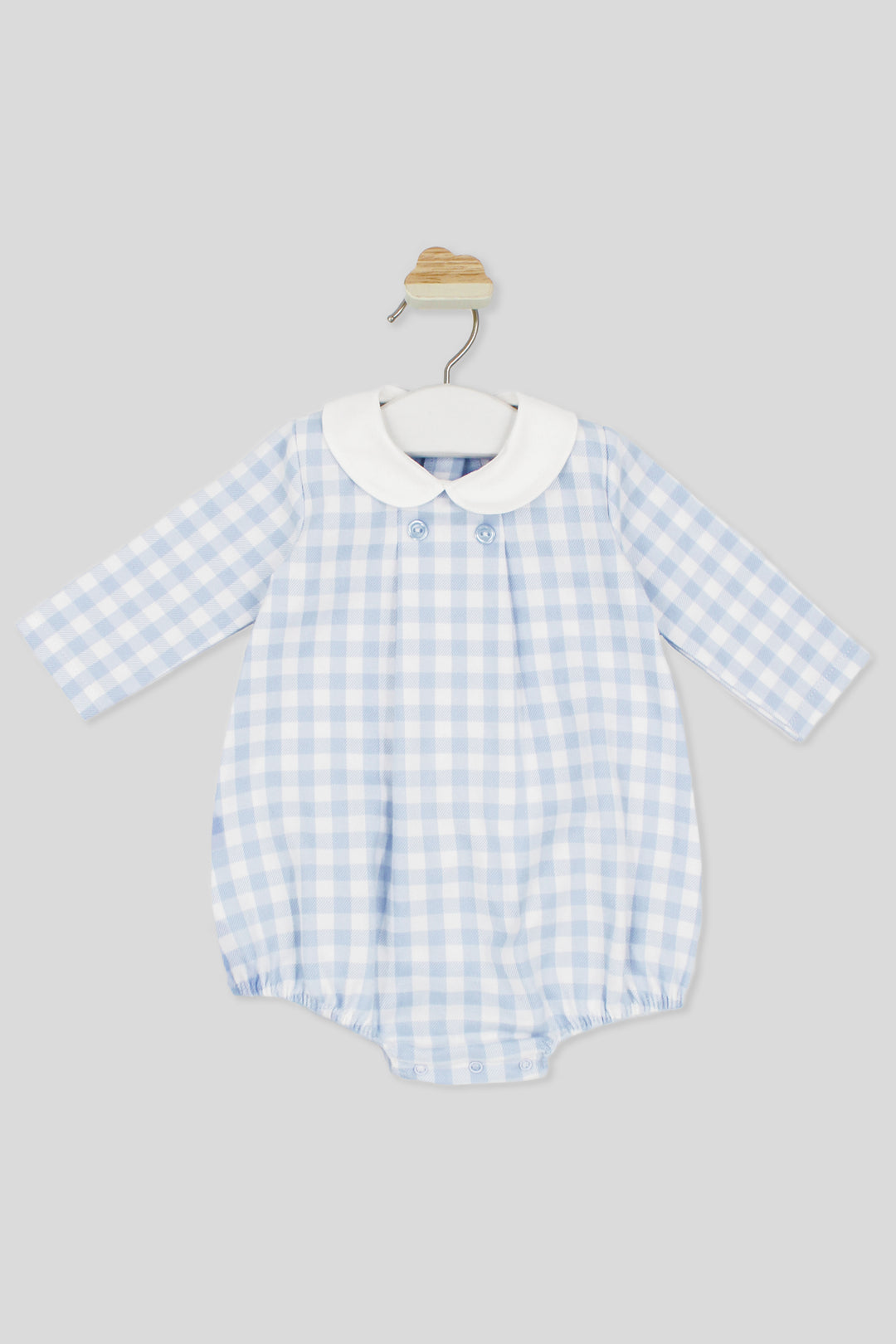 "Kai" Pale Blue Gingham Romper