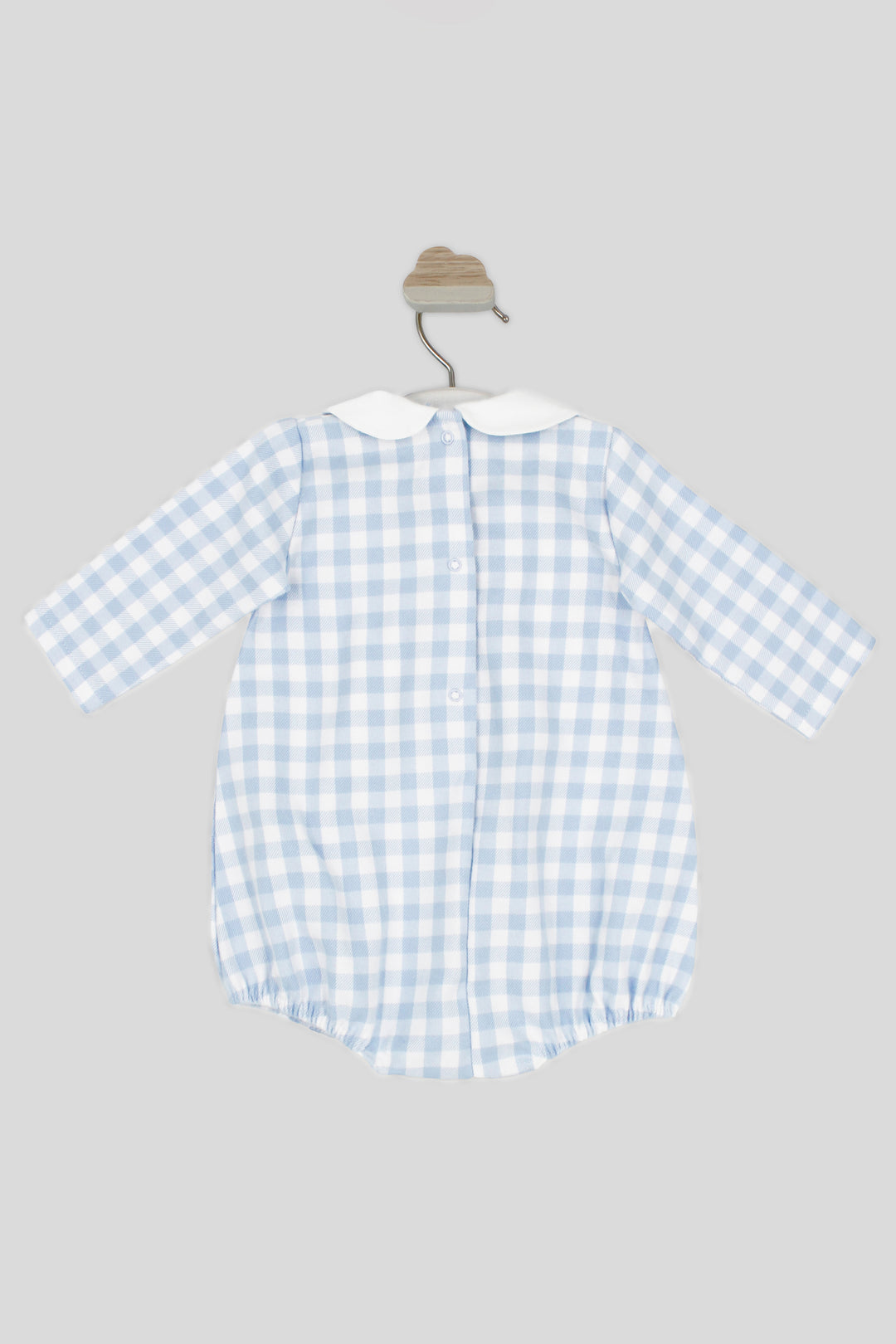 "Kai" Pale Blue Gingham Romper