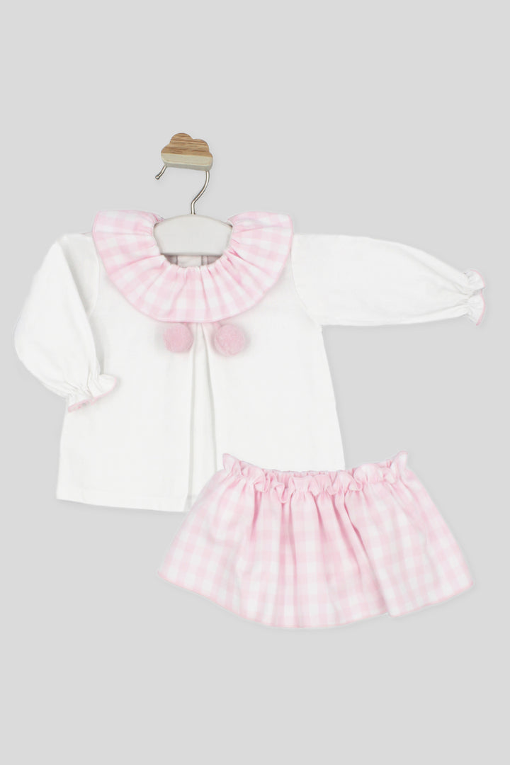 "Mollie" Baby Pink Gingham Blouse & Skort