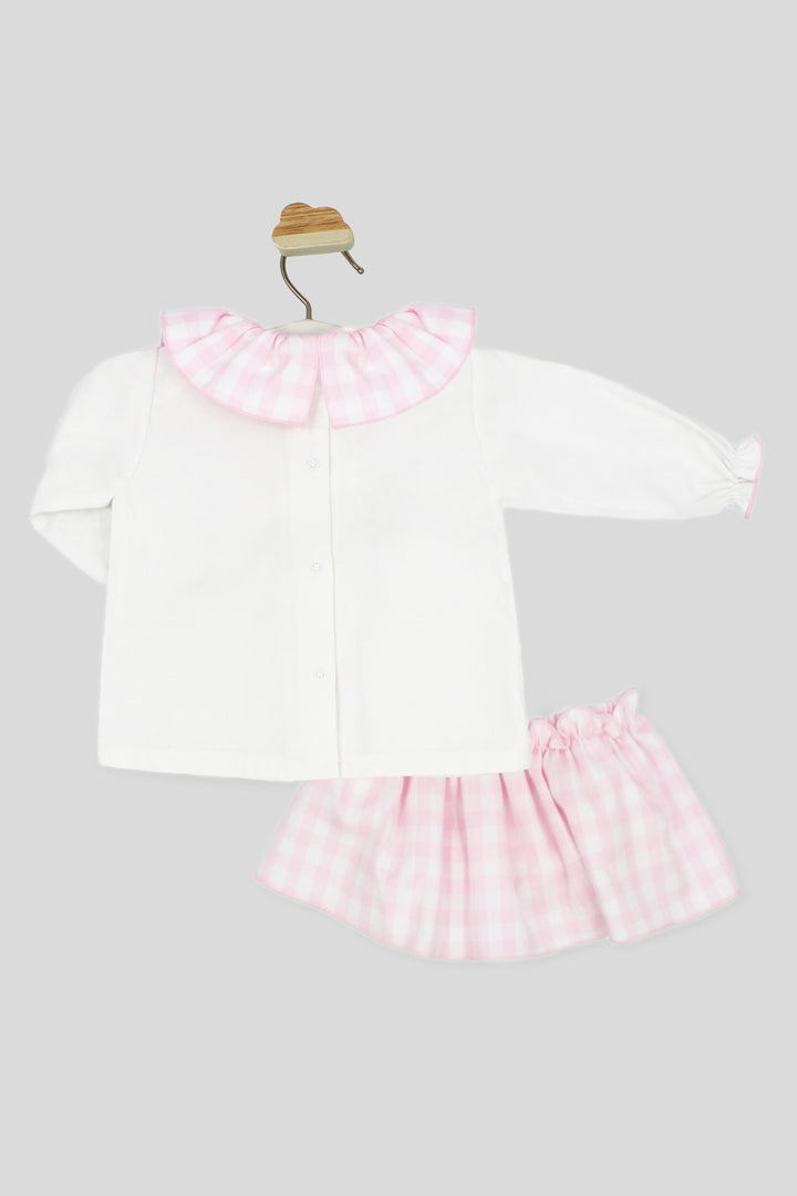 "Mollie" Baby Pink Gingham Blouse & Skort