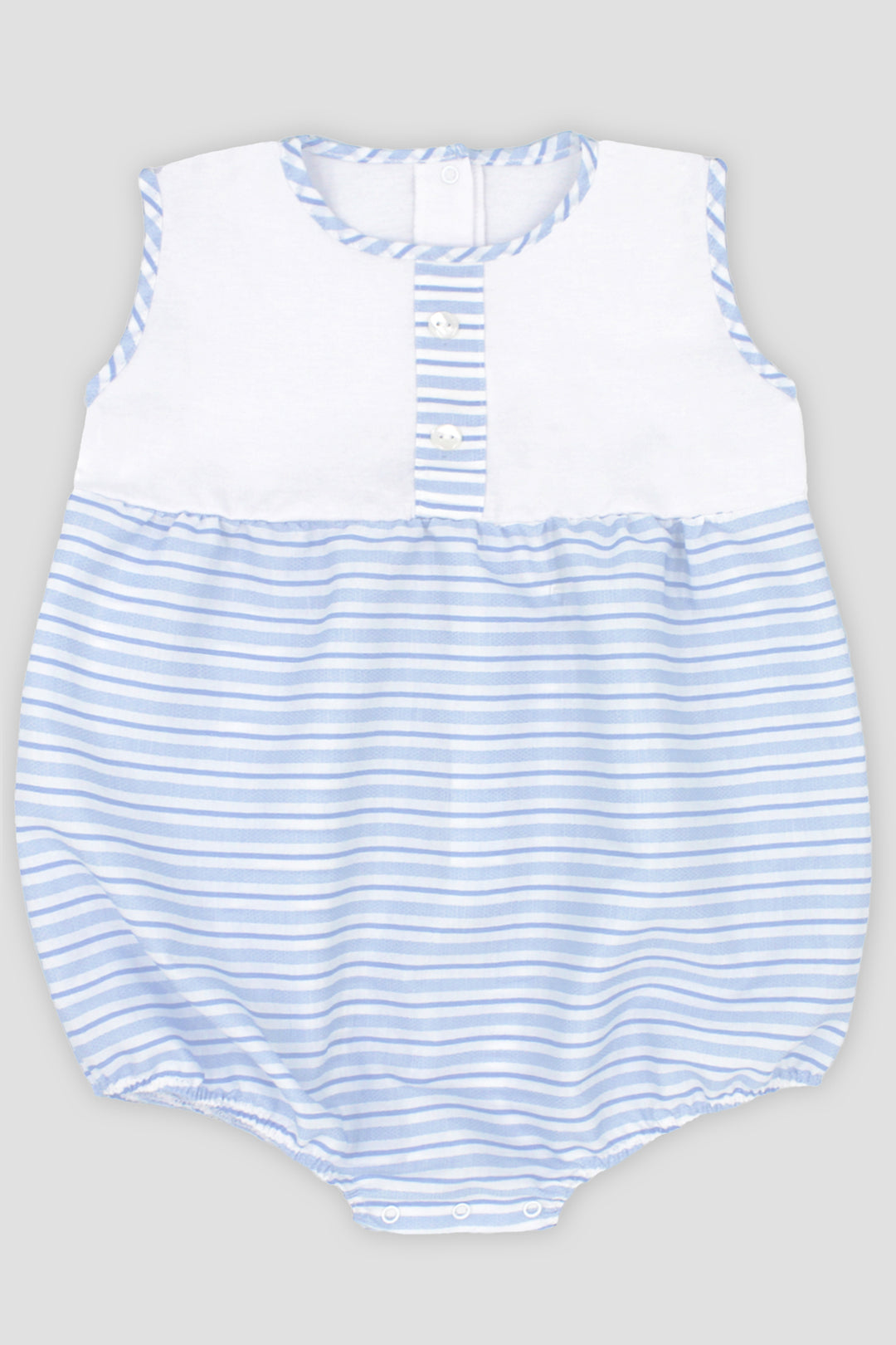 "Sonny" Baby Blue Striped Romper