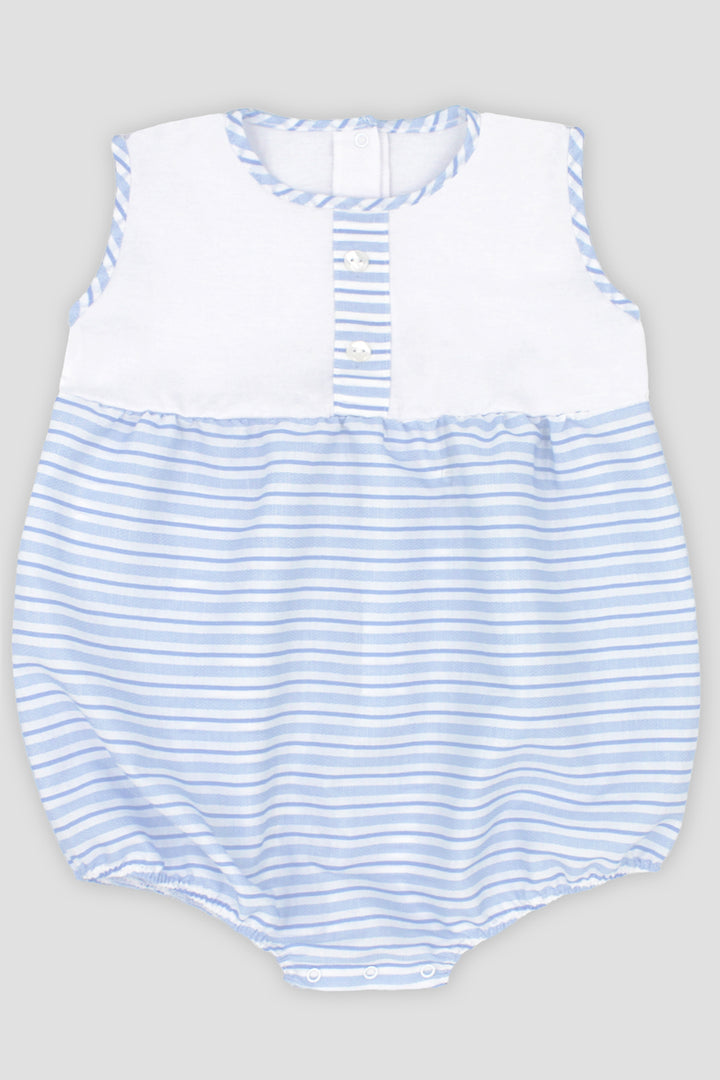 "Sonny" Baby Blue Striped Romper