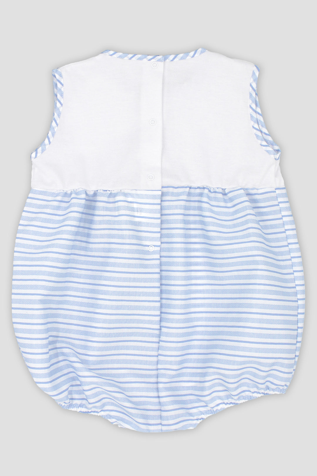 "Sonny" Baby Blue Striped Romper