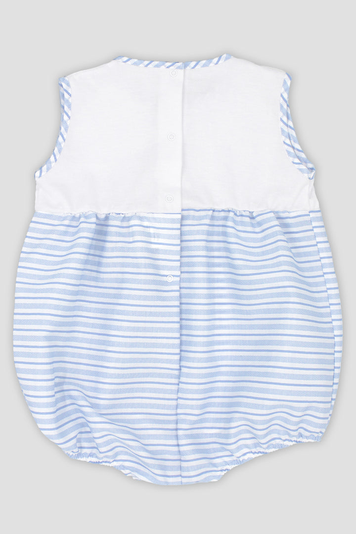 "Sonny" Baby Blue Striped Romper