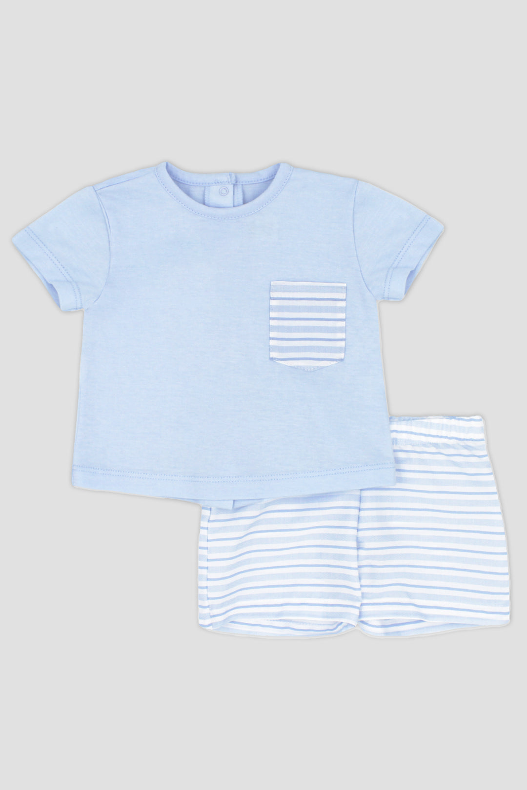 "Ollie" Baby Blue Striped T-Shirt & Shorts