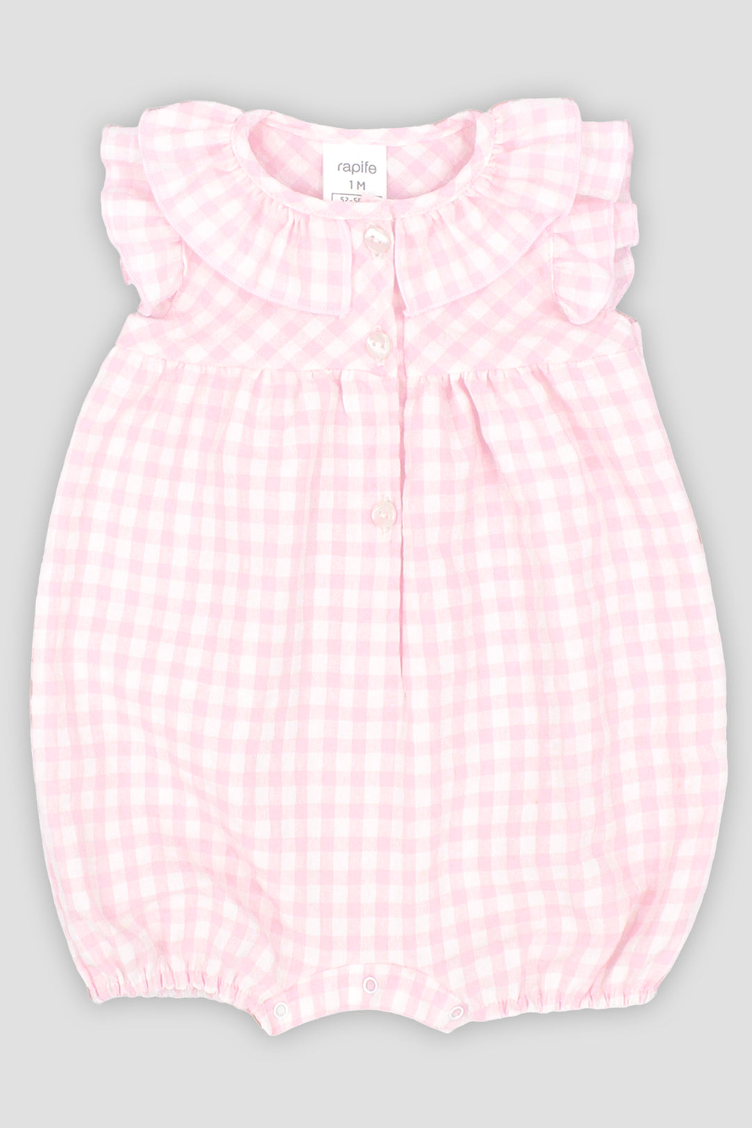 "Amelia" Baby Pink Gingham Romper