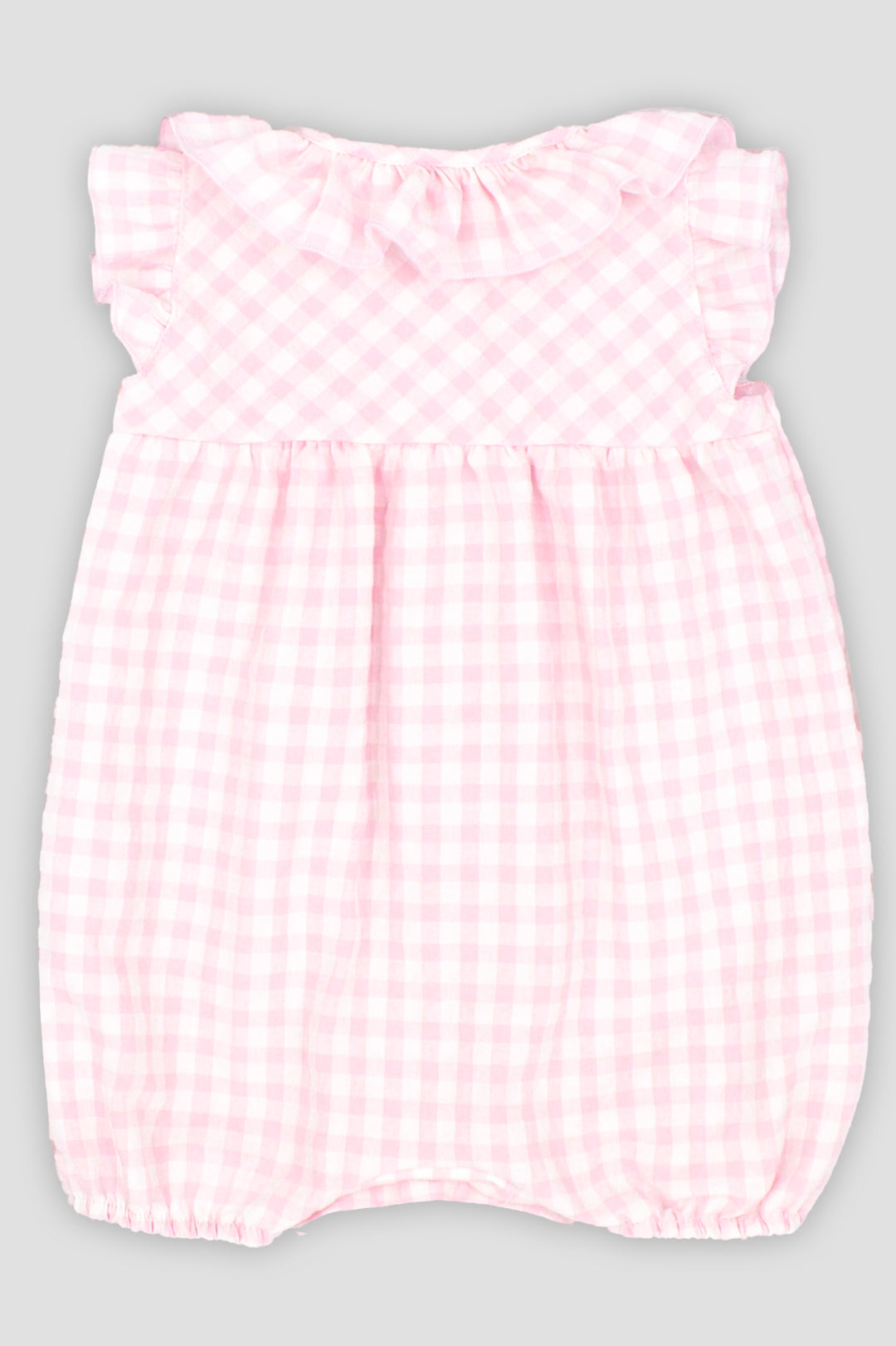 "Amelia" Baby Pink Gingham Romper