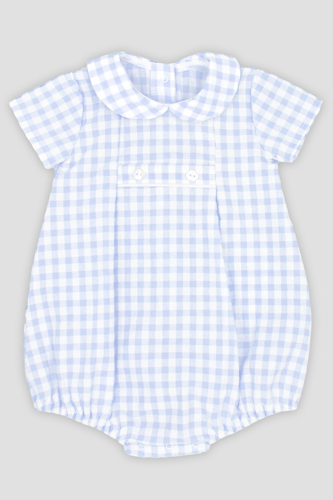 "Milo" Baby Blue Gingham Romper