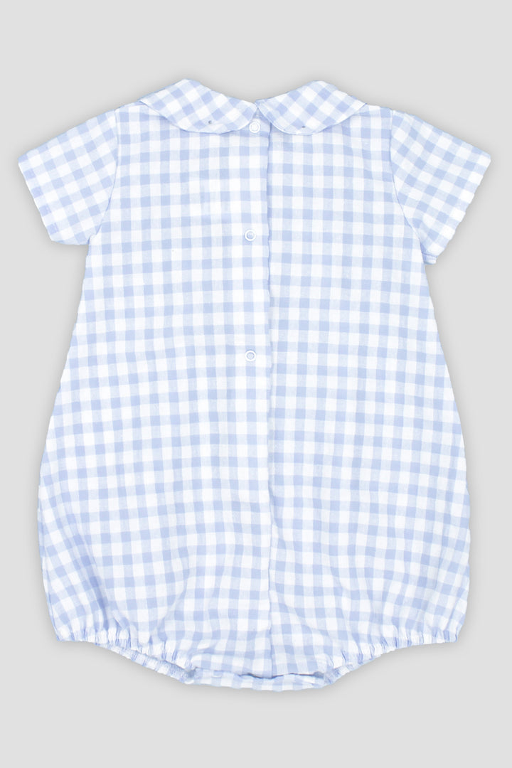 "Milo" Baby Blue Gingham Romper