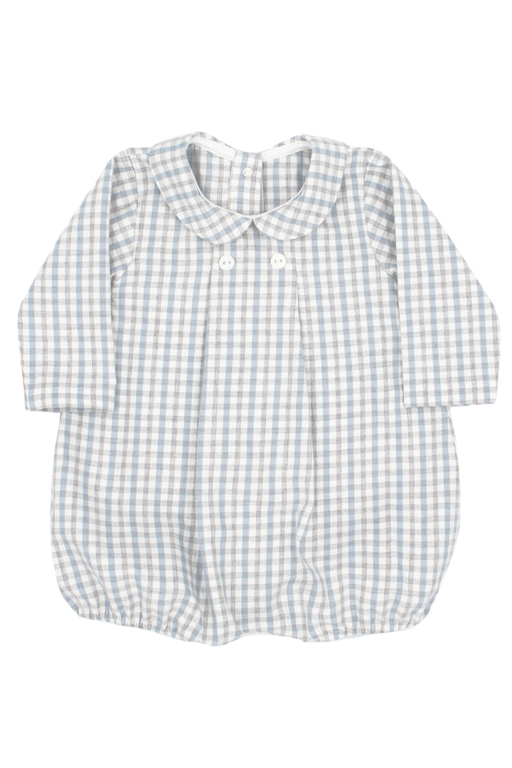 Rapife "Matias" Grey & Blue Checked Romper | Millie and John