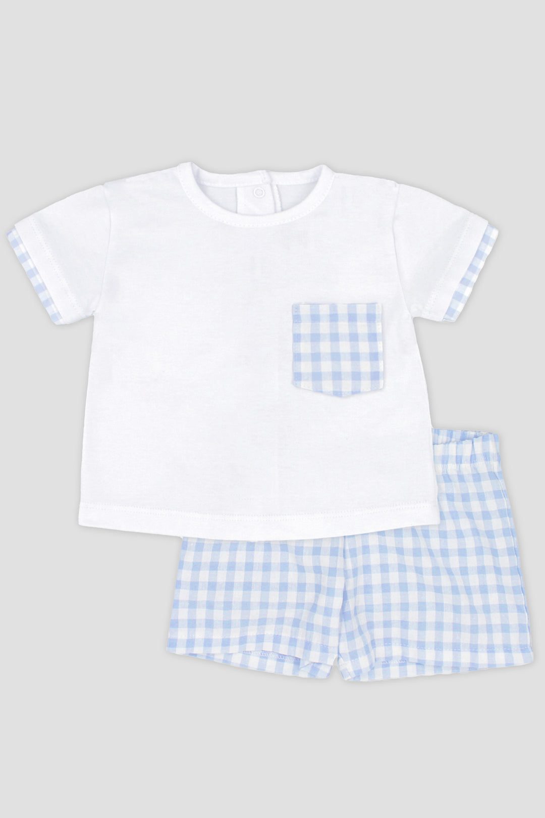 "Alfie" Baby Blue Gingham T-Shirt & Shorts