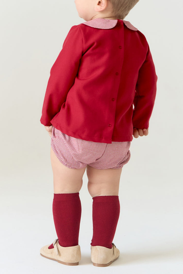 "Carlos" Burgundy Houndstooth Top & Jam Pants