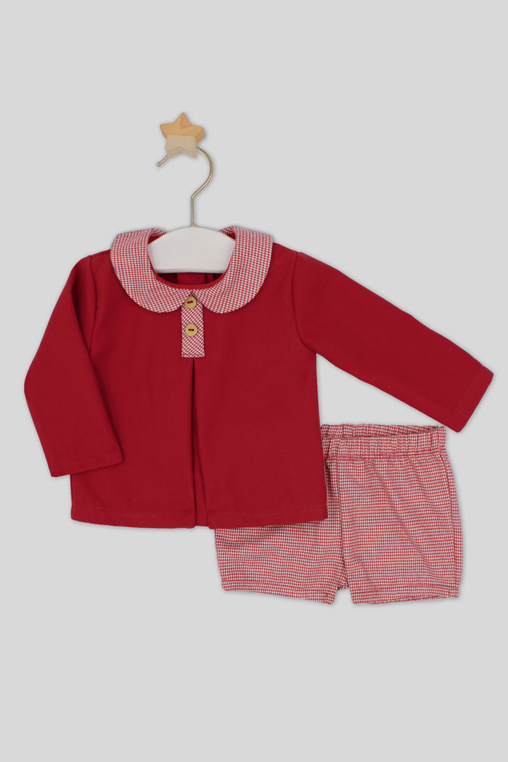 "Carlos" Burgundy Houndstooth Top & Jam Pants