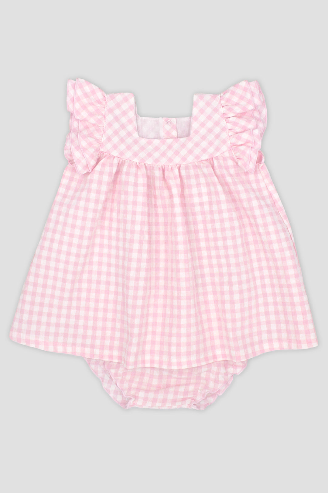 "Bessie" Baby Pink Gingham Dress & Bloomers