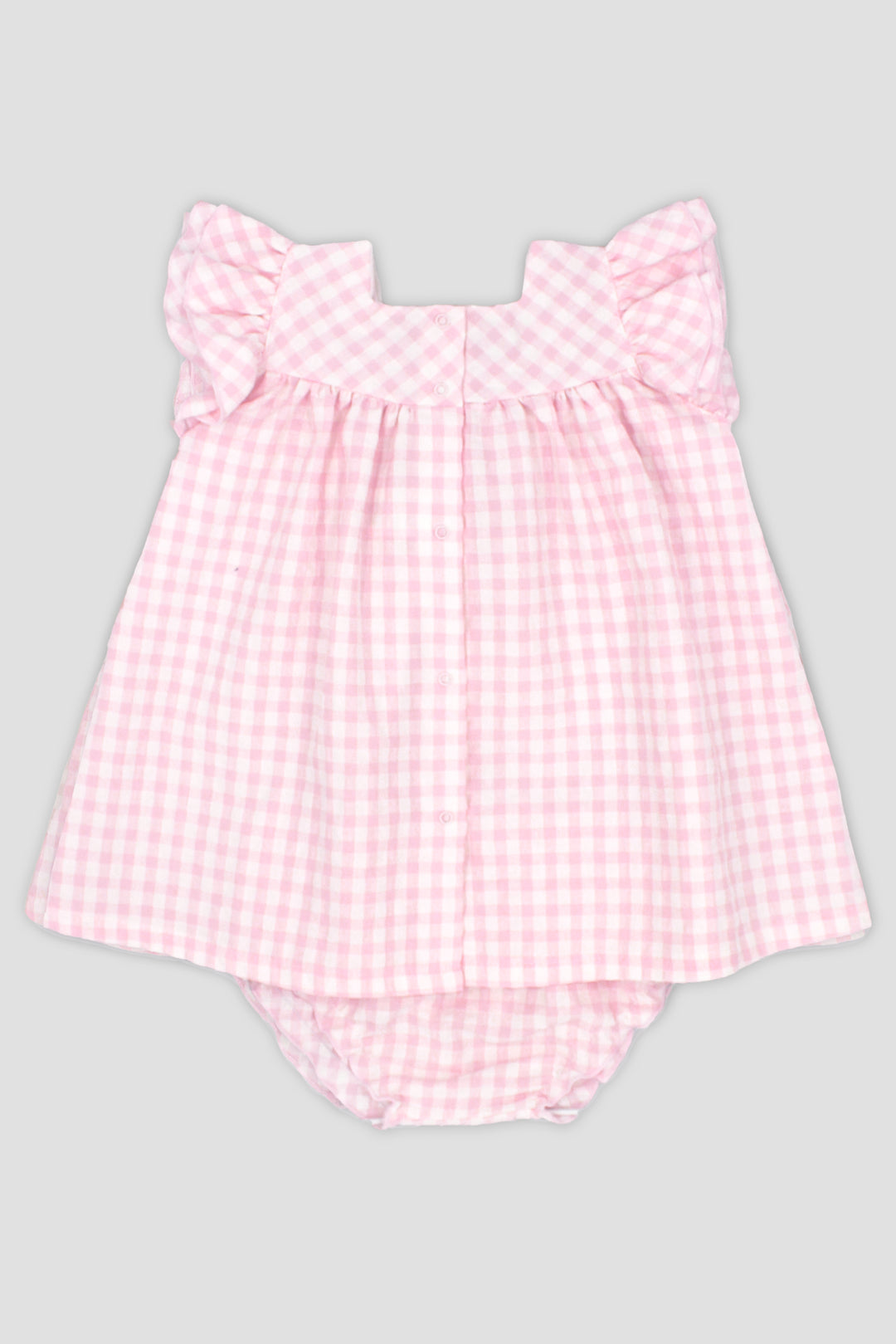 "Bessie" Baby Pink Gingham Dress & Bloomers