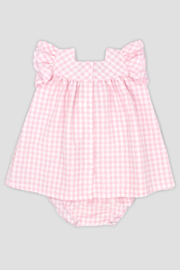 "Bessie" Baby Pink Gingham Dress & Bloomers