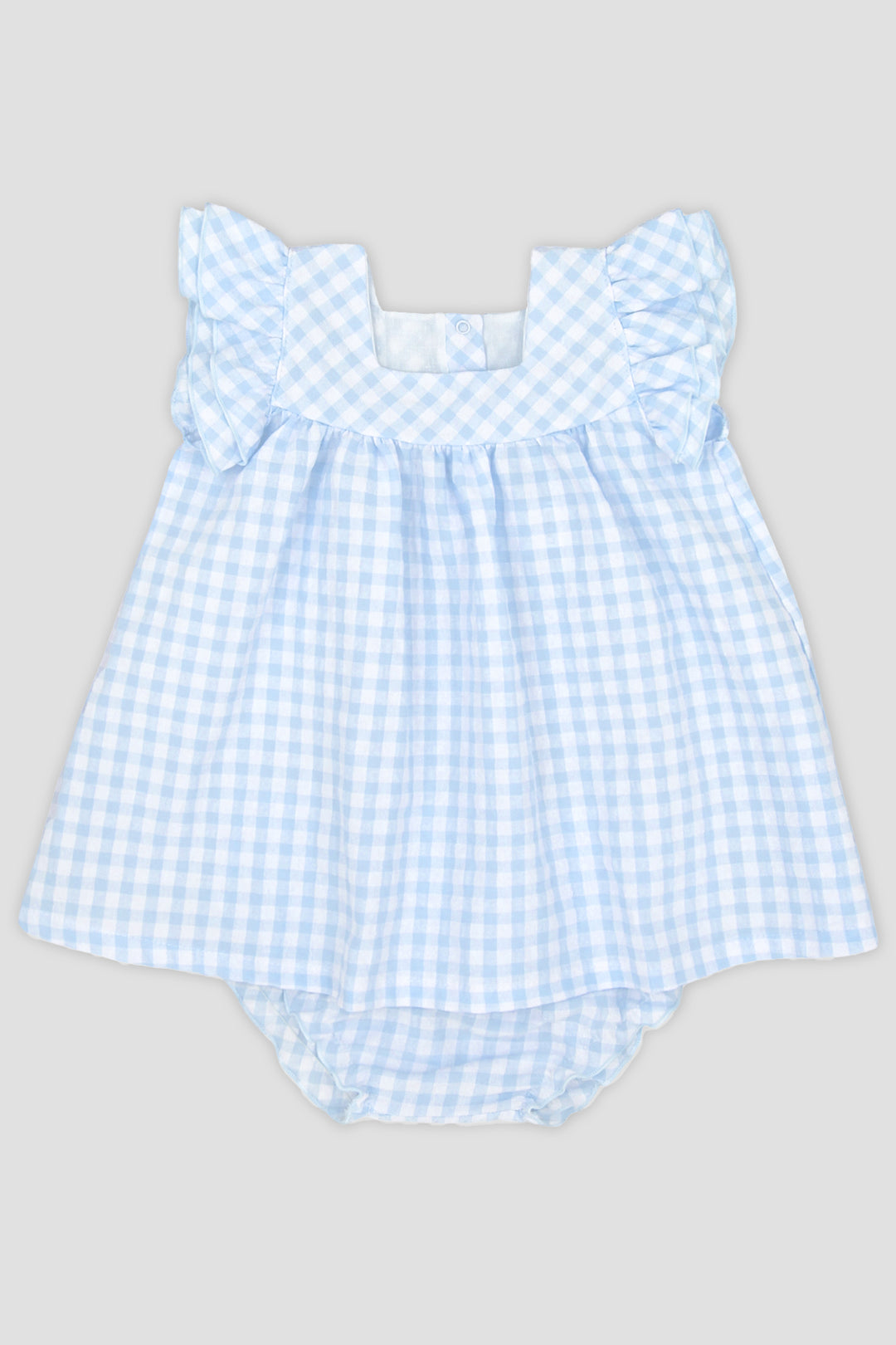 "Bessie" Baby Blue Gingham Dress & Bloomers