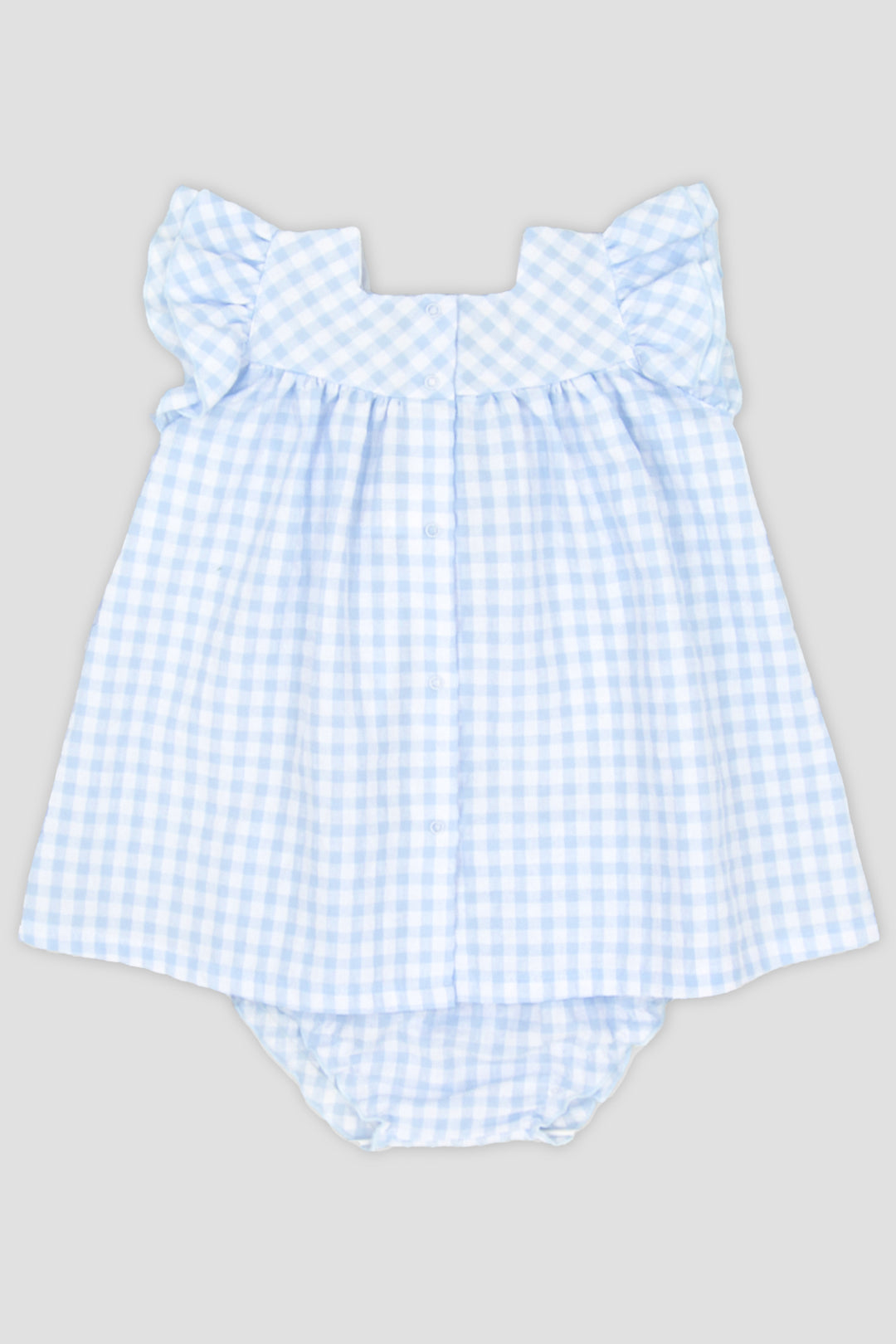 "Bessie" Baby Blue Gingham Dress & Bloomers