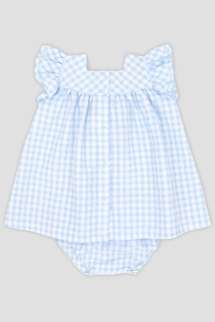 "Bessie" Baby Blue Gingham Dress & Bloomers