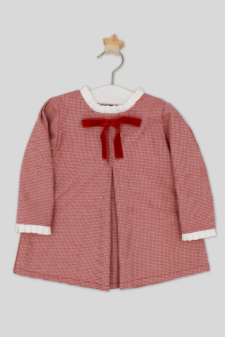 "Victoria" Burgundy Houndstooth Dress