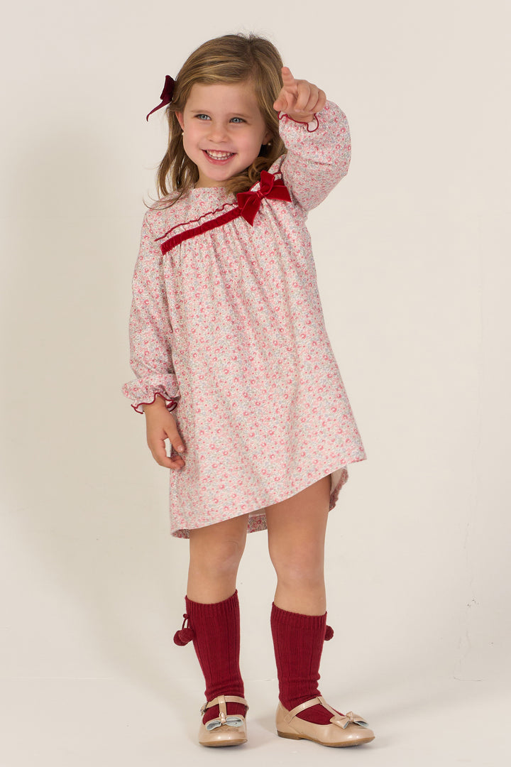"Esperanza" Burgundy Vintage Floral Dress