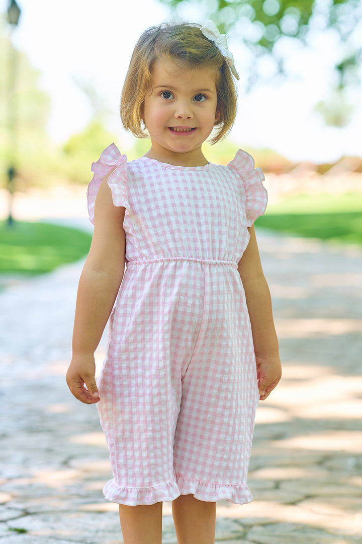 "Mabel" Baby Pink Gingham Jumpsuit