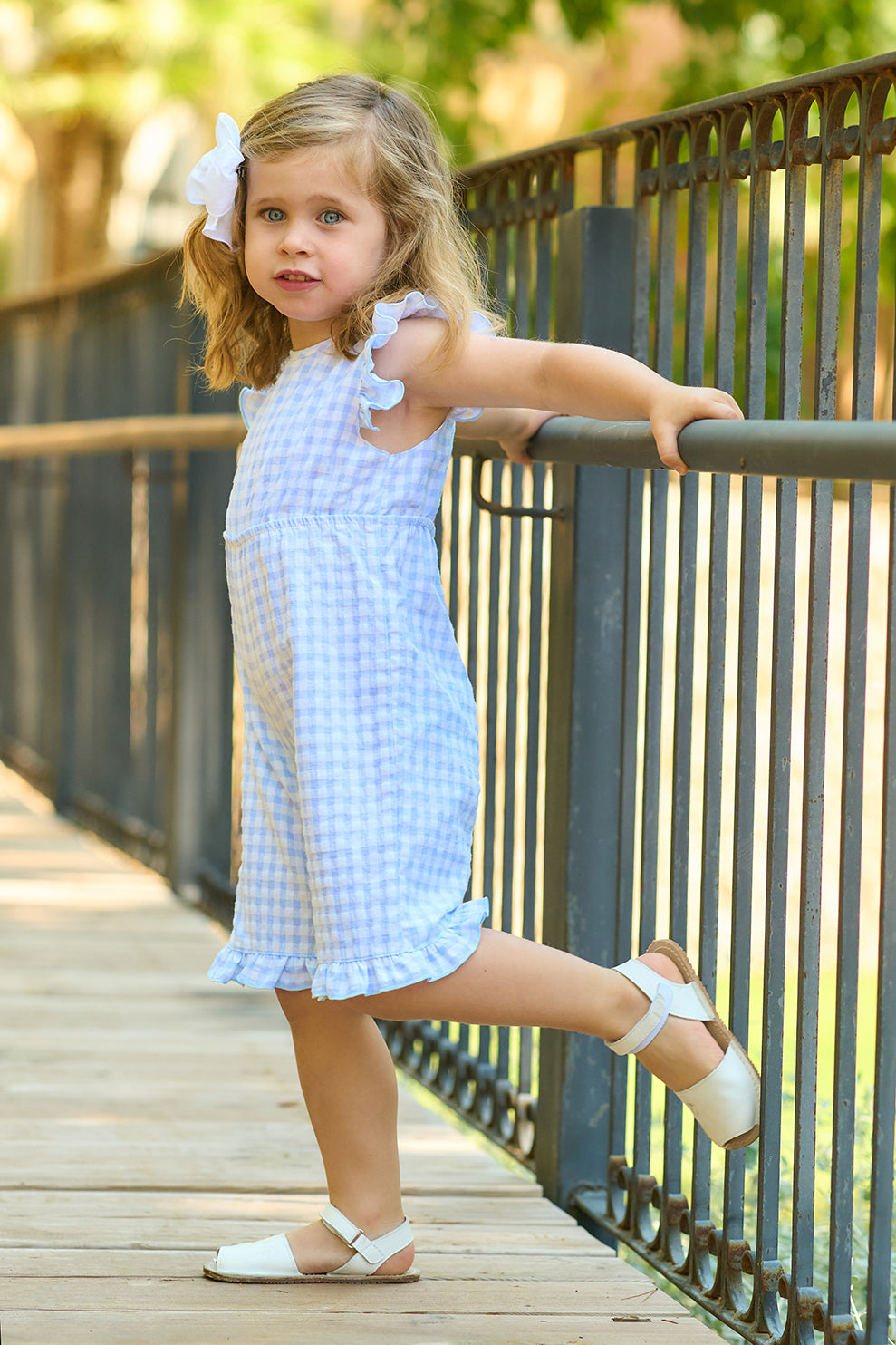 "Mabel" Baby Blue Gingham Jumpsuit