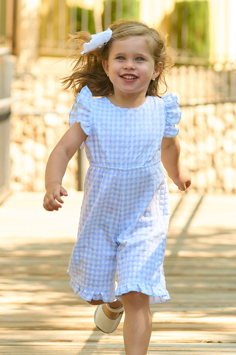 "Mabel" Baby Blue Gingham Jumpsuit