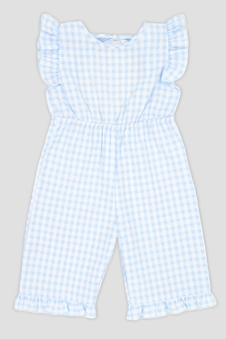 "Mabel" Baby Blue Gingham Jumpsuit