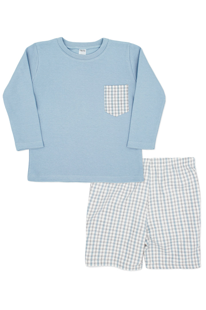 Rapife "Bentley" Powder Blue Top & Checked Shorts | Millie and John