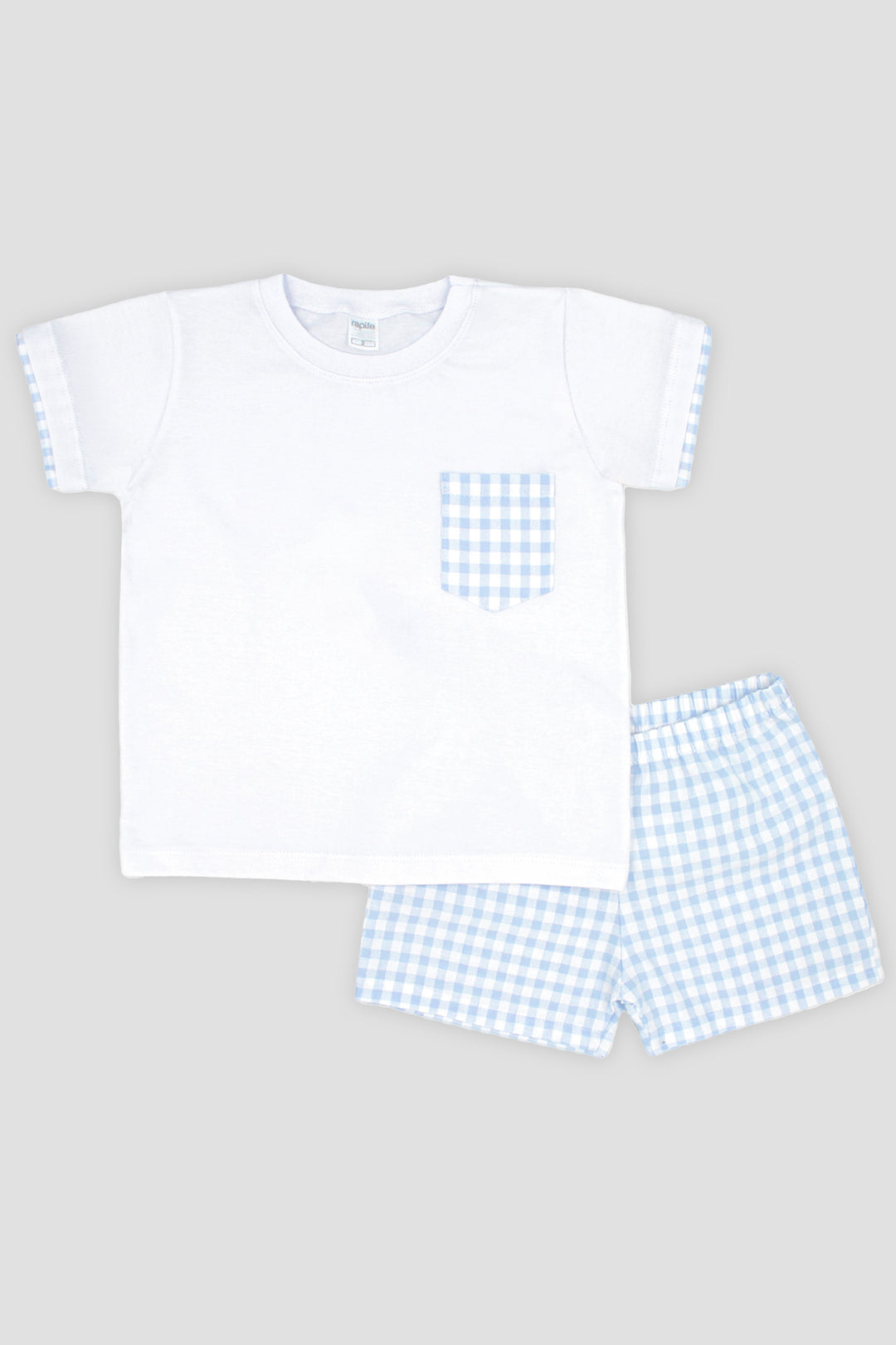 "Alfie" Baby Blue Gingham T-Shirt & Shorts