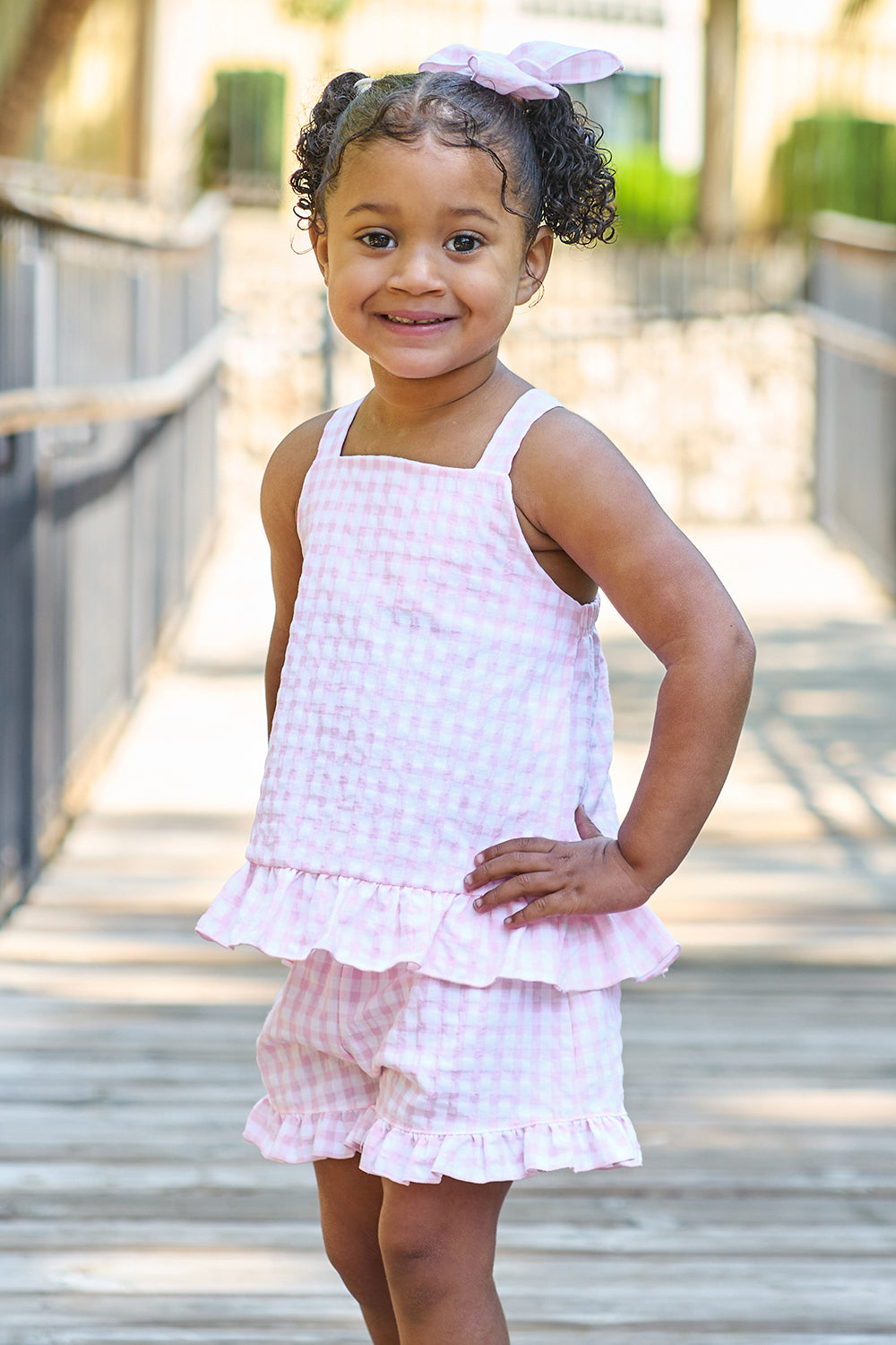 "Pixie" Baby Pink Gingham Top & Shorts