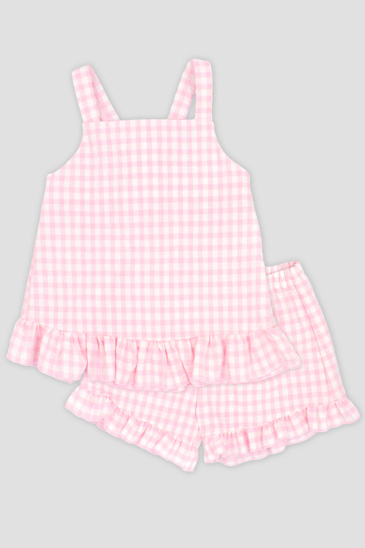 "Pixie" Baby Pink Gingham Top & Shorts