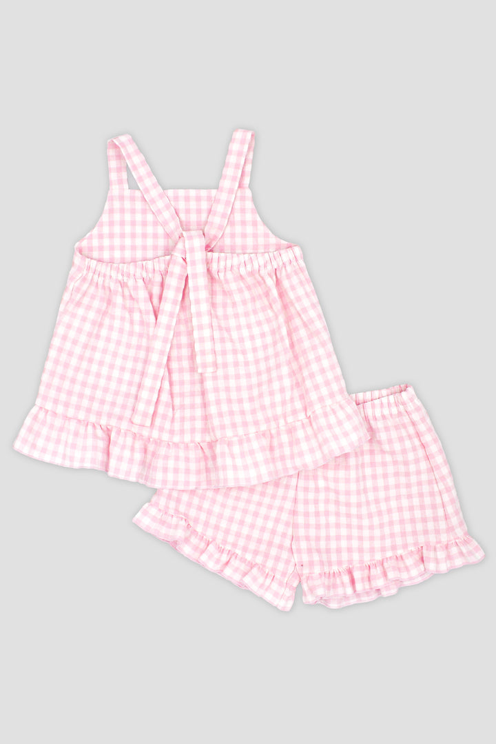 "Pixie" Baby Pink Gingham Top & Shorts