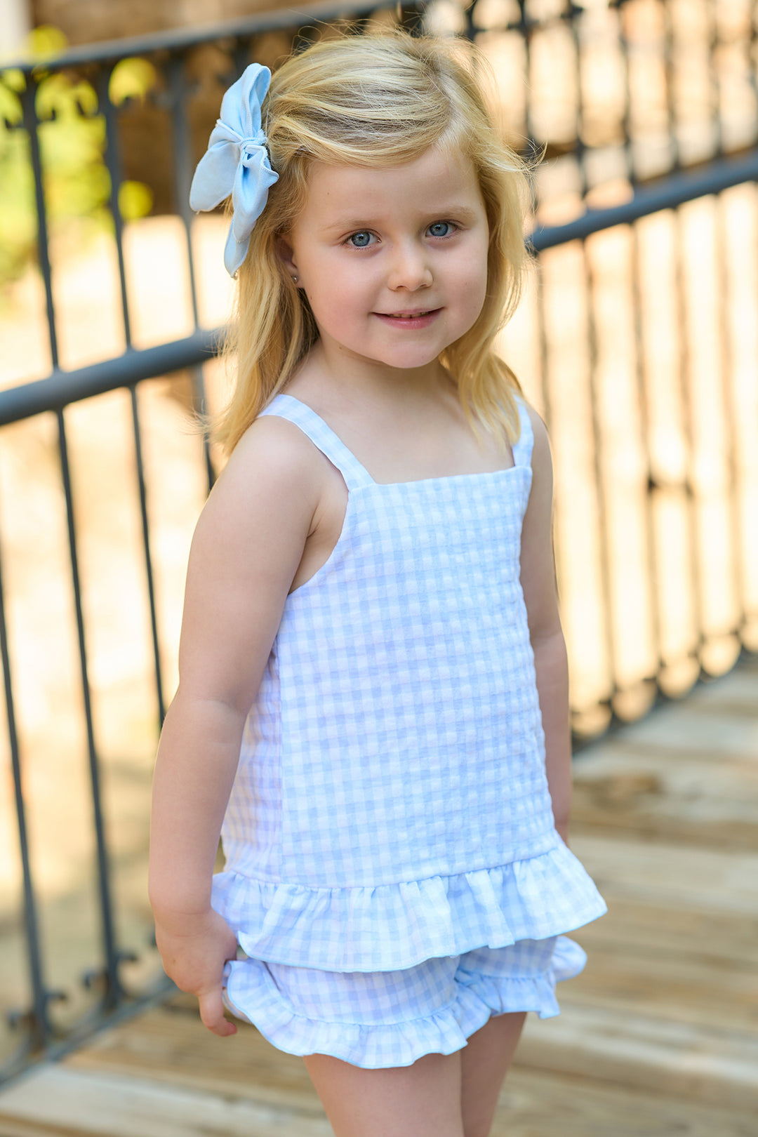 "Pixie" Baby Blue Gingham Top & Shorts