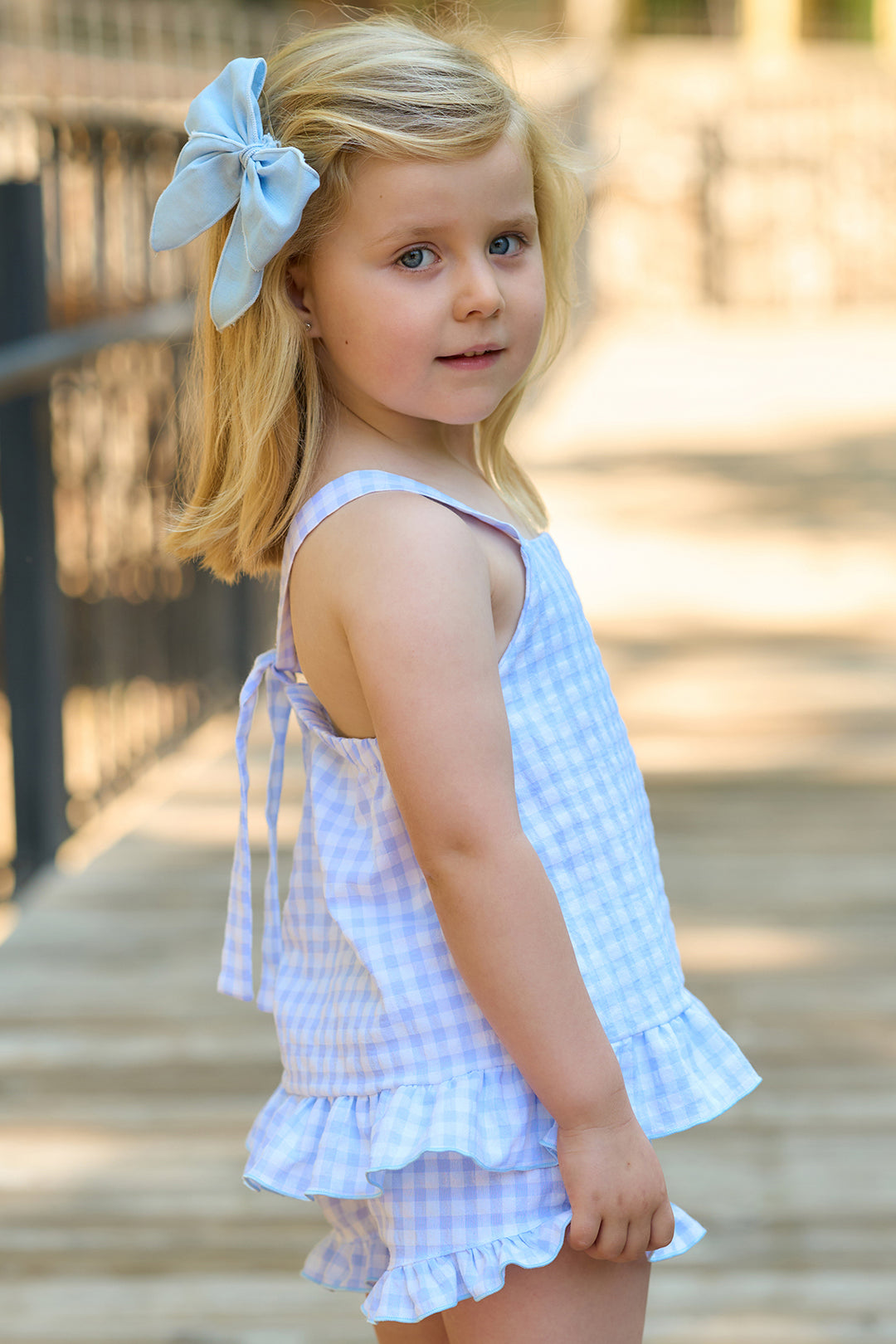 "Pixie" Baby Blue Gingham Top & Shorts