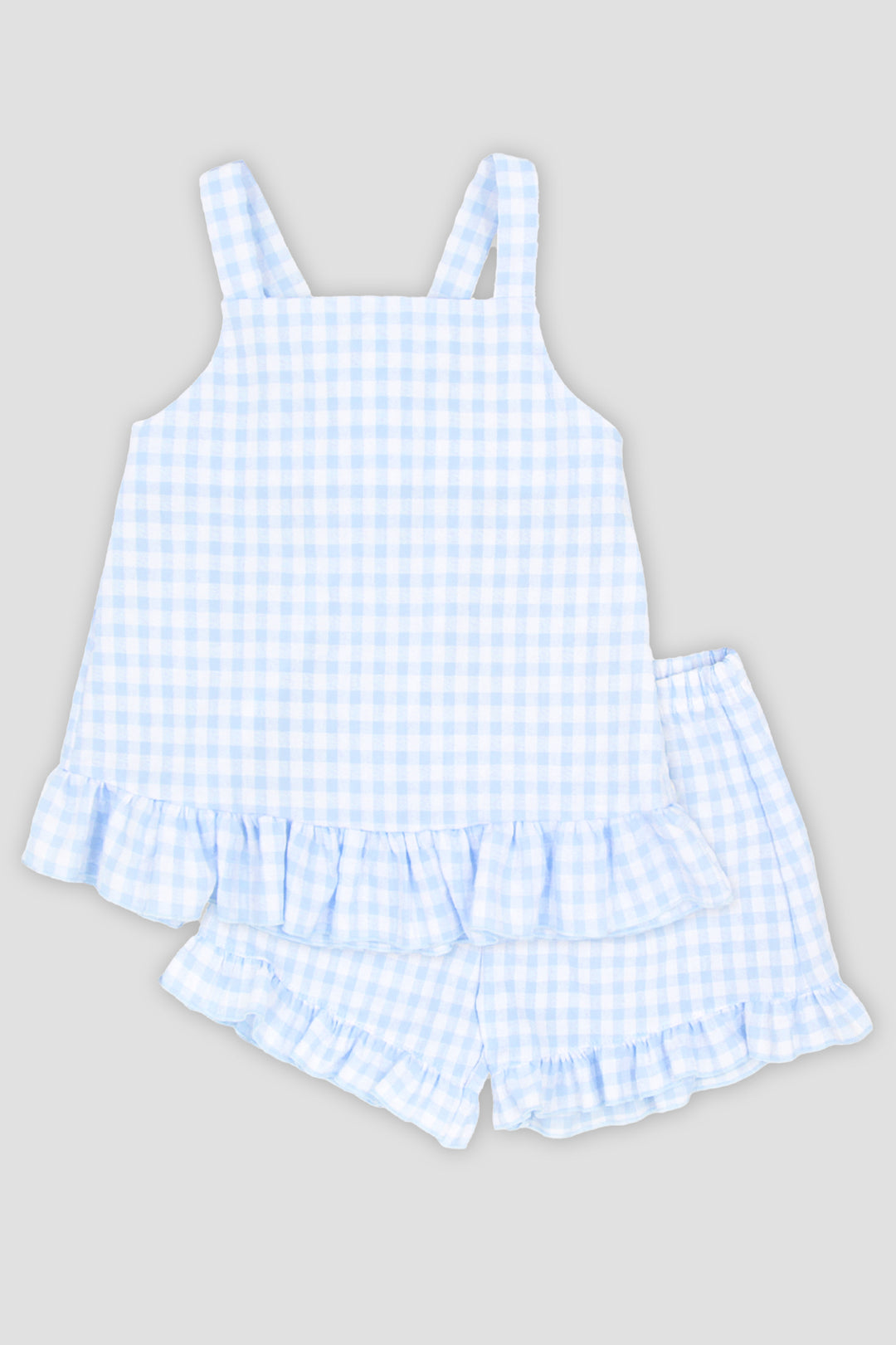 "Pixie" Baby Blue Gingham Top & Shorts