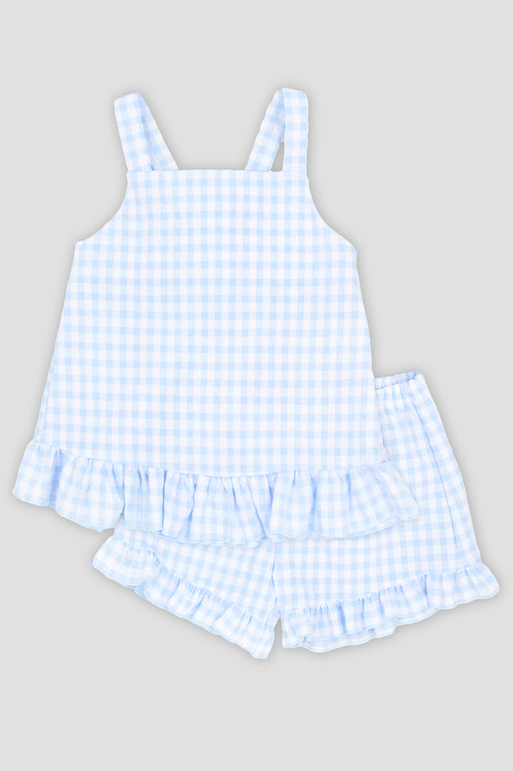 "Pixie" Baby Blue Gingham Top & Shorts