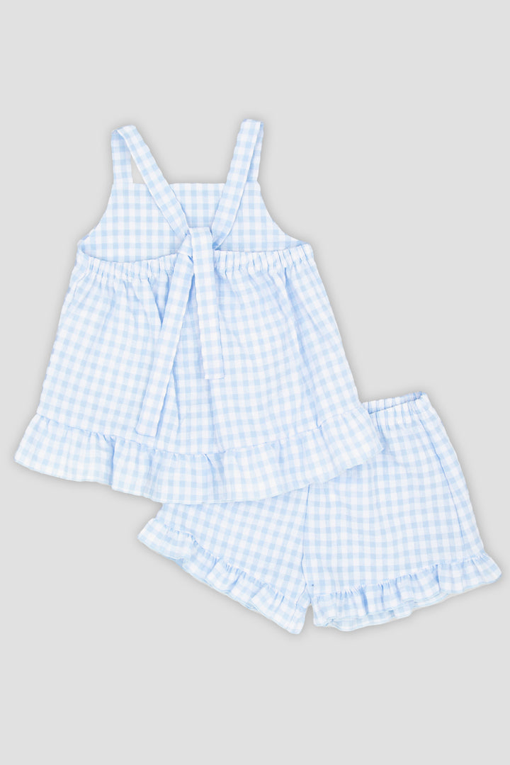 "Pixie" Baby Blue Gingham Top & Shorts