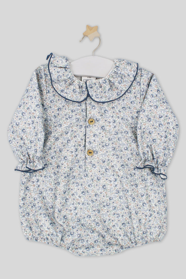 "Adriana" Dusky Blue Vintage Floral Romper