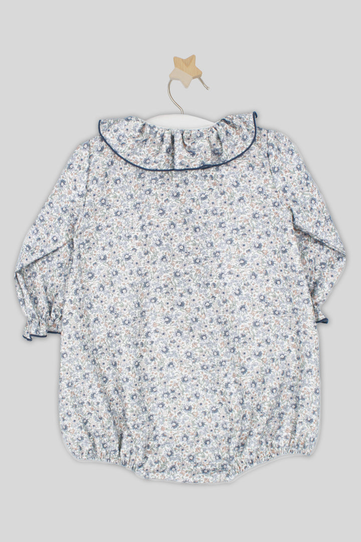 "Adriana" Dusky Blue Vintage Floral Romper