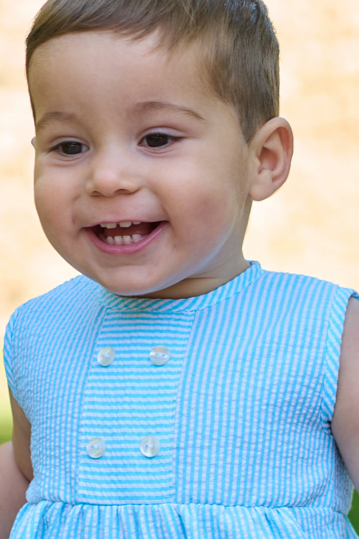 "Riley" Turquoise Striped Romper