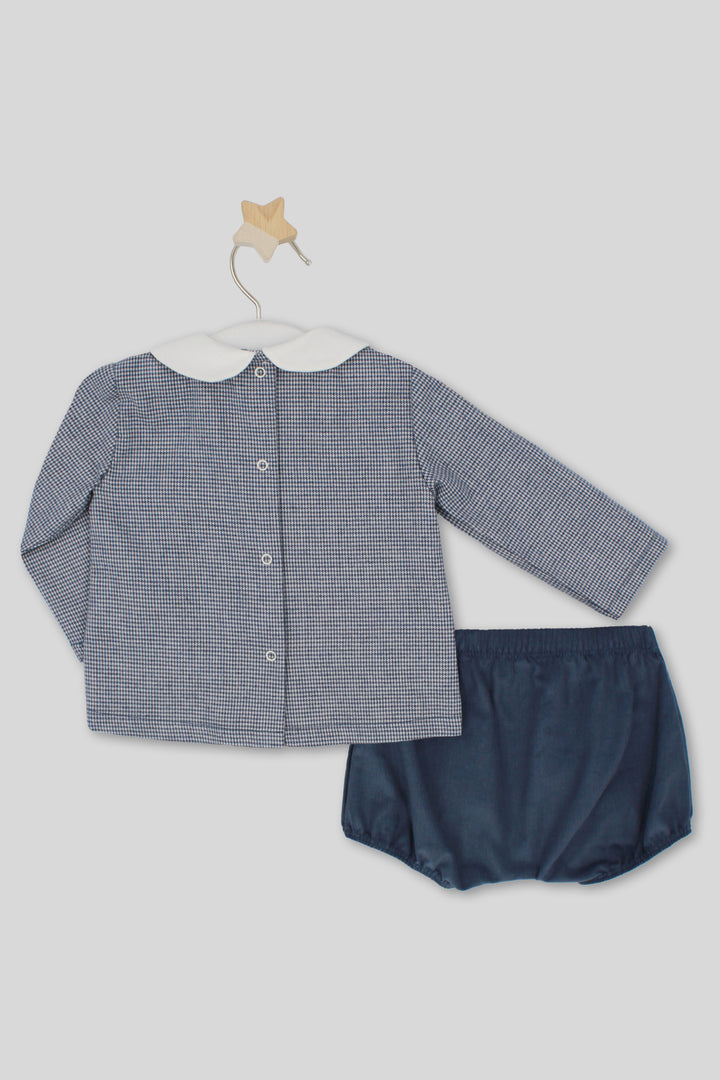 "Nicolás" Dusky Blue Houndstooth Top & Jam Pants