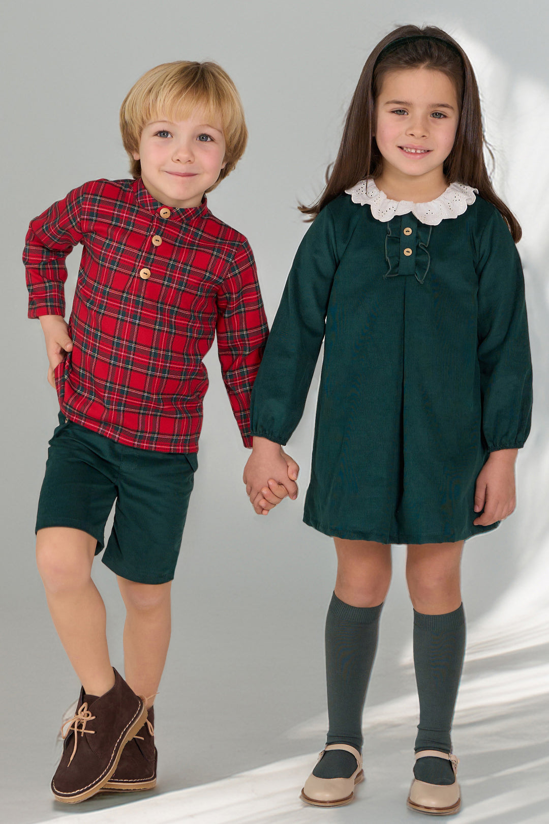 "Javier" Red Tartan Shirt & Cord Shorts