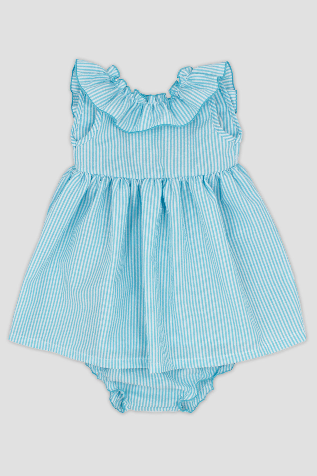 "Lyla" Turquoise Striped Dress & Bloomers