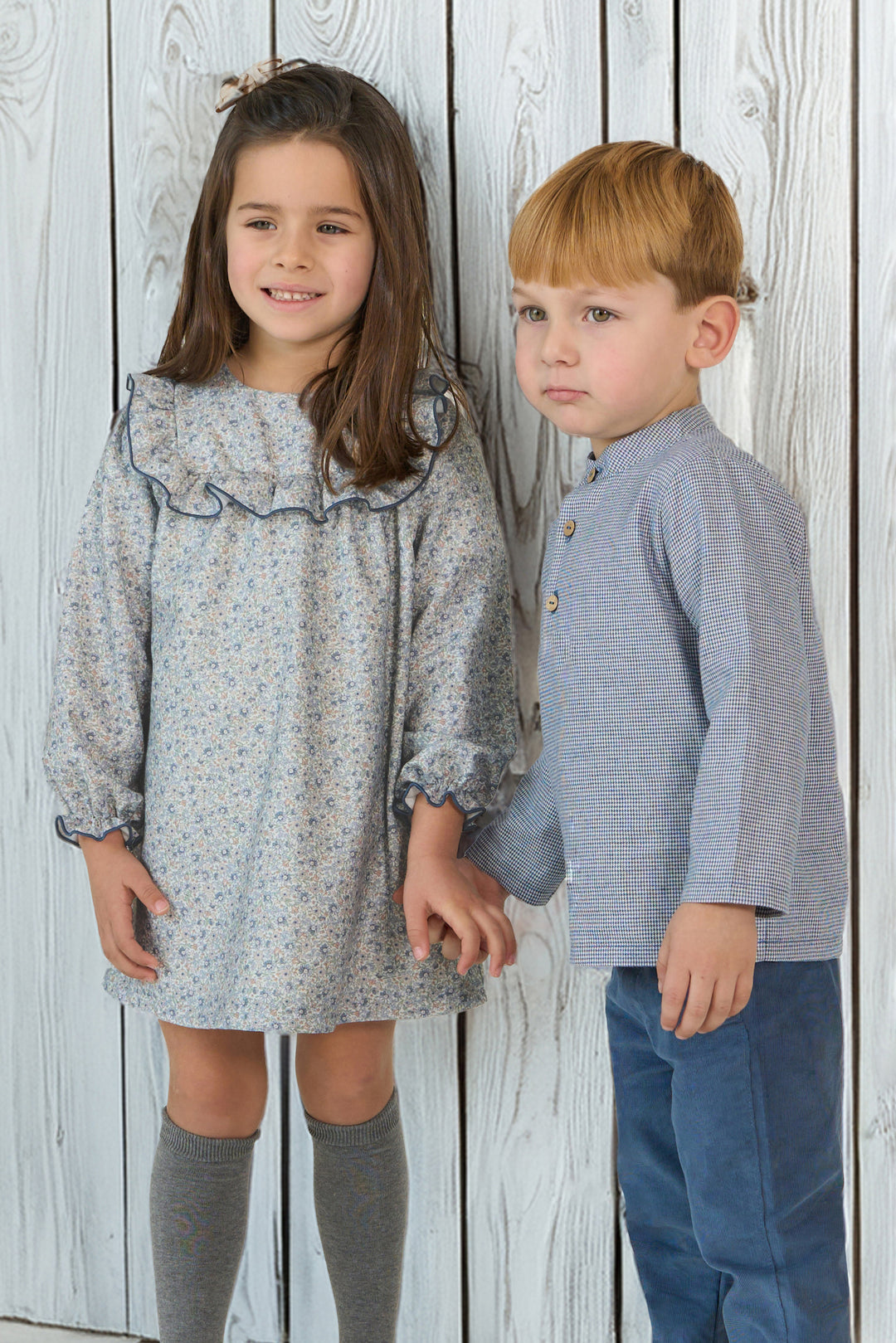 "Inés" Dusky Blue Vintage Floral Dress