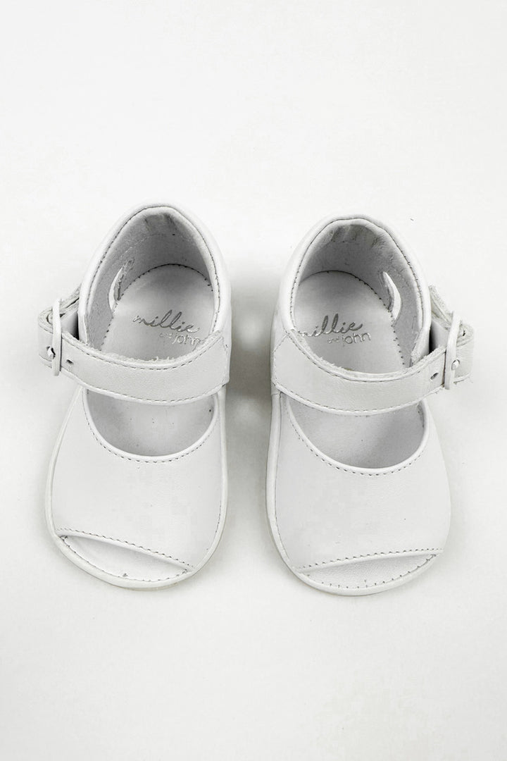 León Shoes X M&J "Sierra" White Leather Sandals | Millie and John