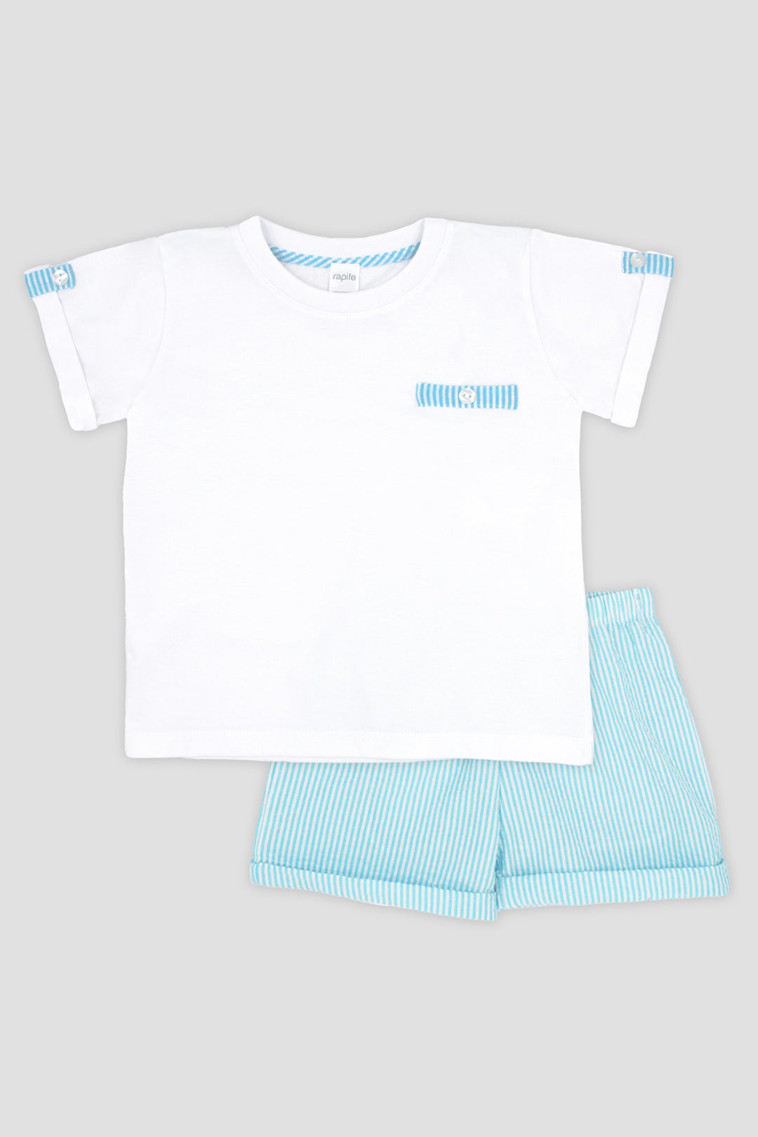 "Reuben" Turquoise Striped T-Shirt & Shorts