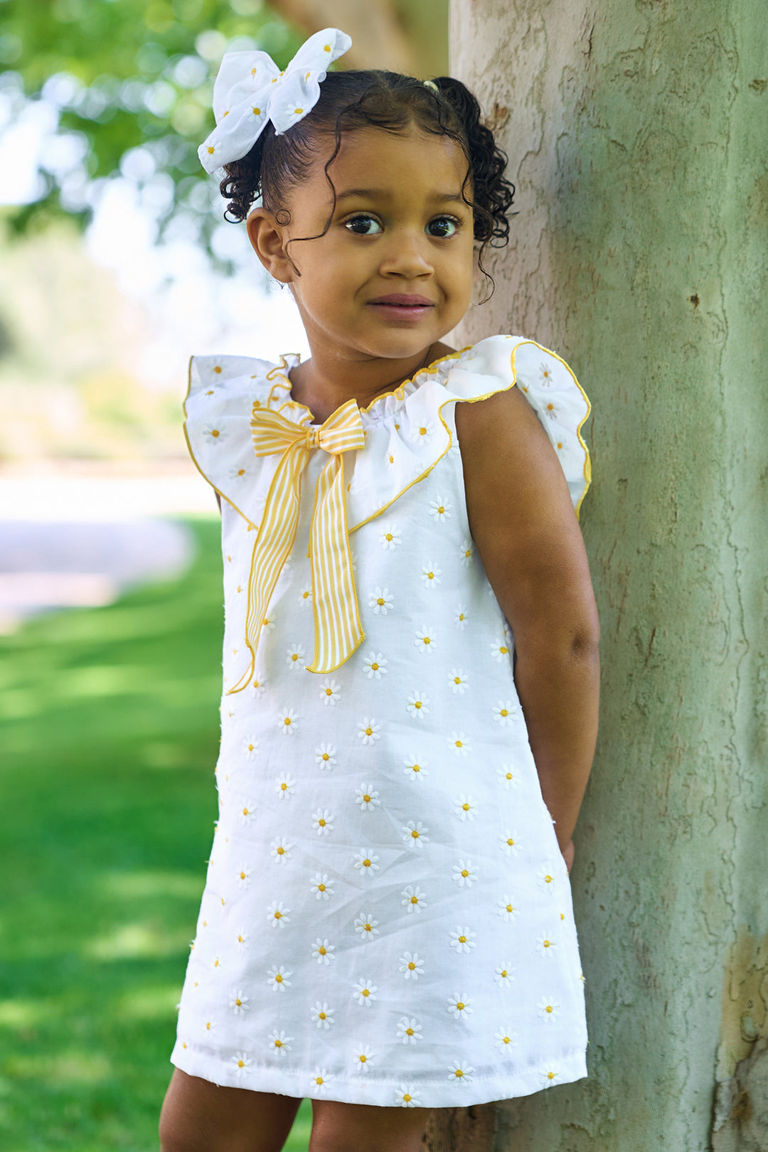 "Seraphina" Yellow Embroidered Daisy Dress & Bloomers