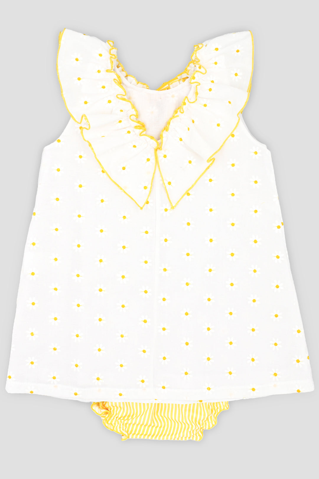 "Seraphina" Yellow Embroidered Daisy Dress & Bloomers